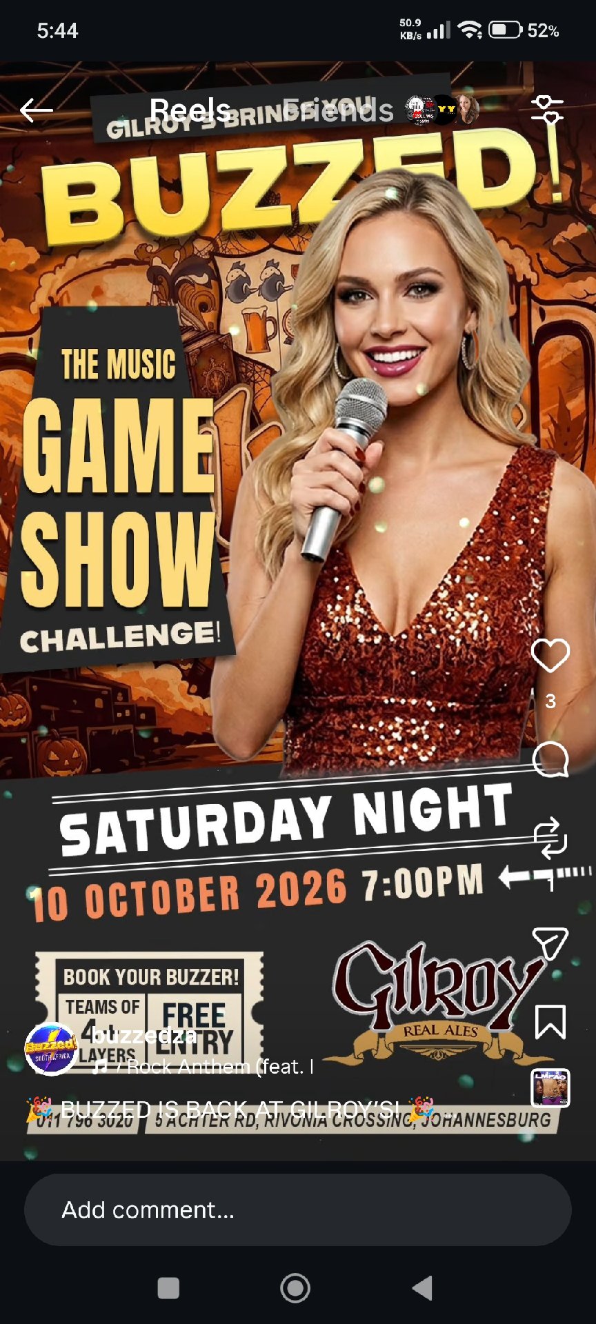 Buzzed @ Gilroy's - 10 Oct