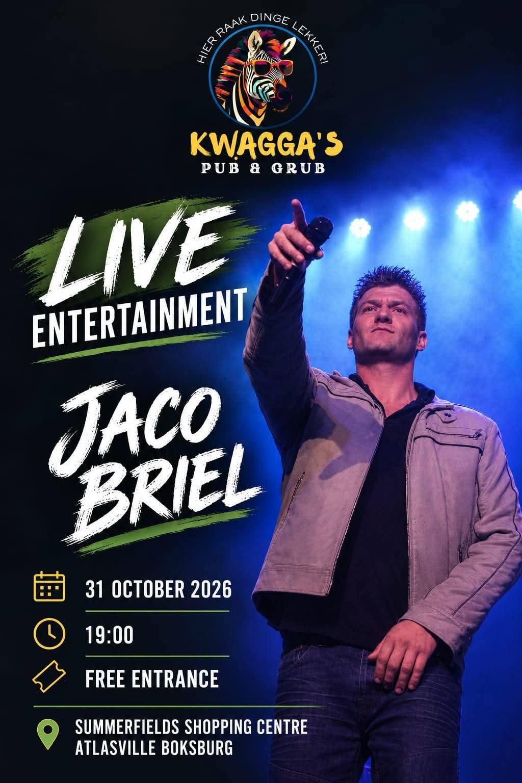Jaco Briël @ Kwagga's Pub & Grub · Boksburg 31 Oct
