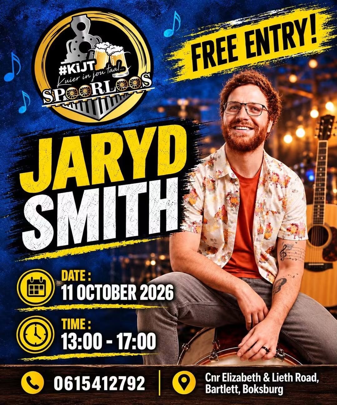 Jaryd Smith @ Spoorloos Pub & Grill, Boksburg · Boksburg 11 Oct