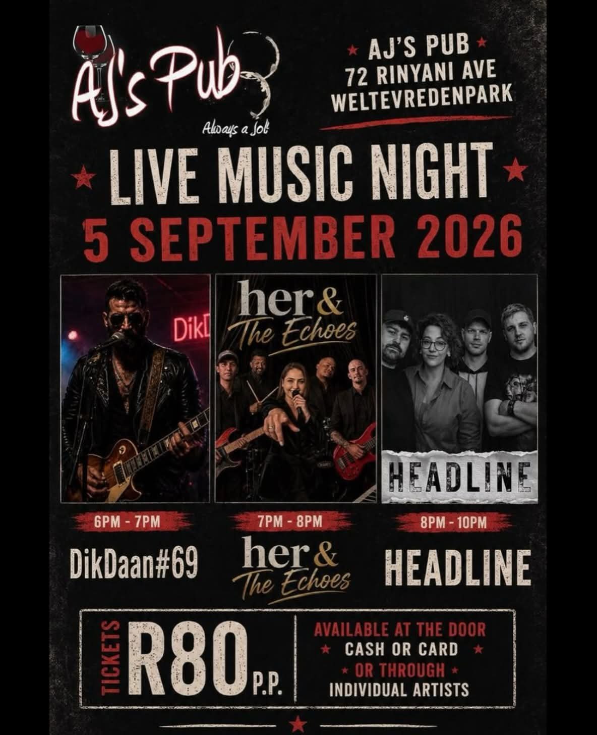 Headline @ AJ's Pub · Roodepoort 5 Sep