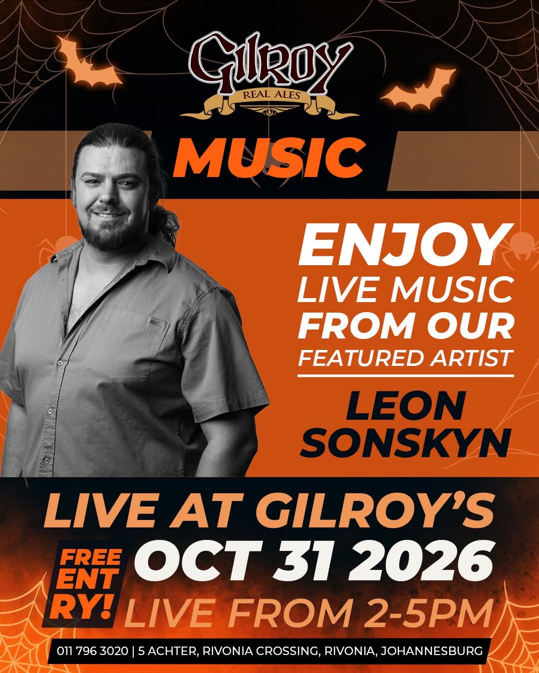 Leon Sonskyn @ Gilroy's Brewery (Pty) Ltd · Johannesburg 31 Oct