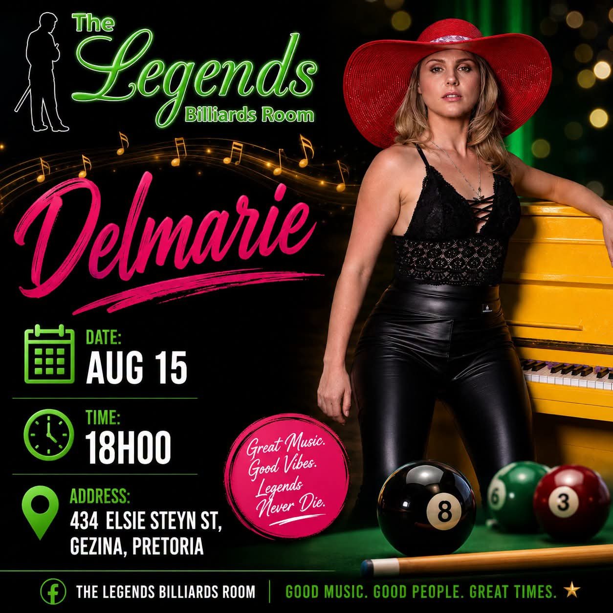 Delmarie @ The Legends Billiards Room 15 Aug