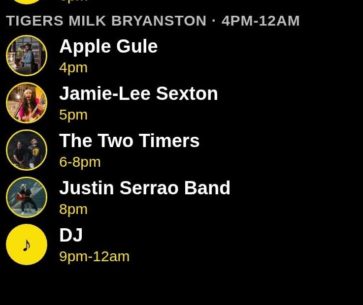 Live music @ Tigersmilk Bryanston · Sandton 24 Oct