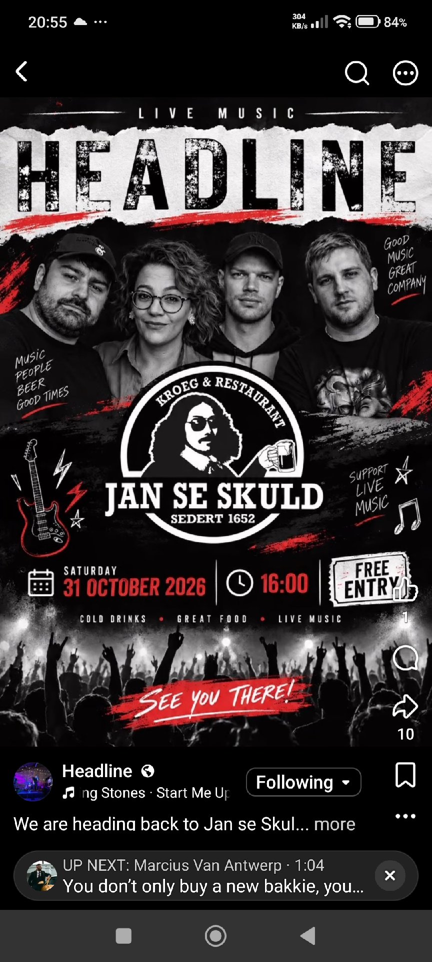Headline @ Jan Se Skuld 31 Oct