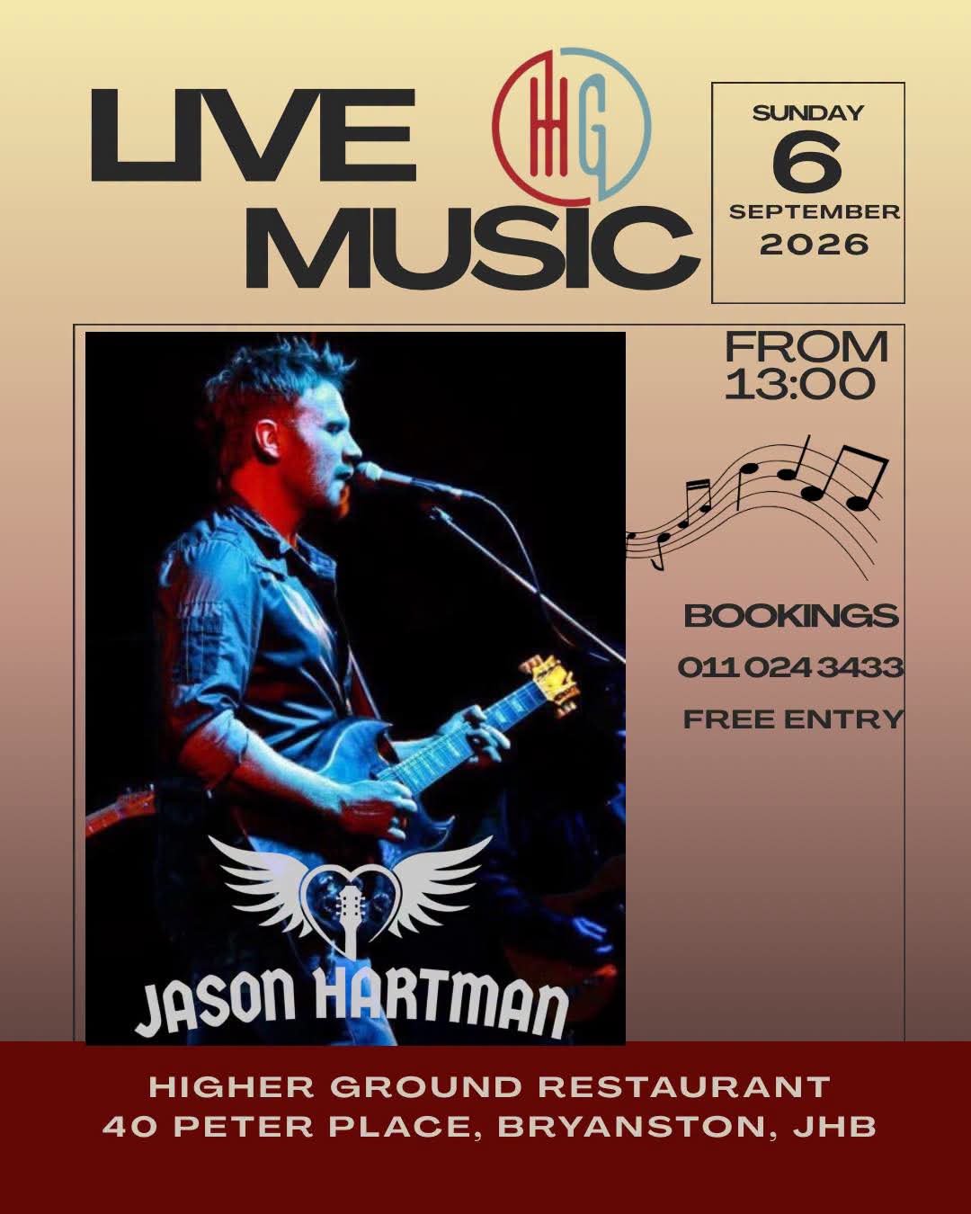 Jason Hartman @ Higher Ground · Sandton 6 Sep
