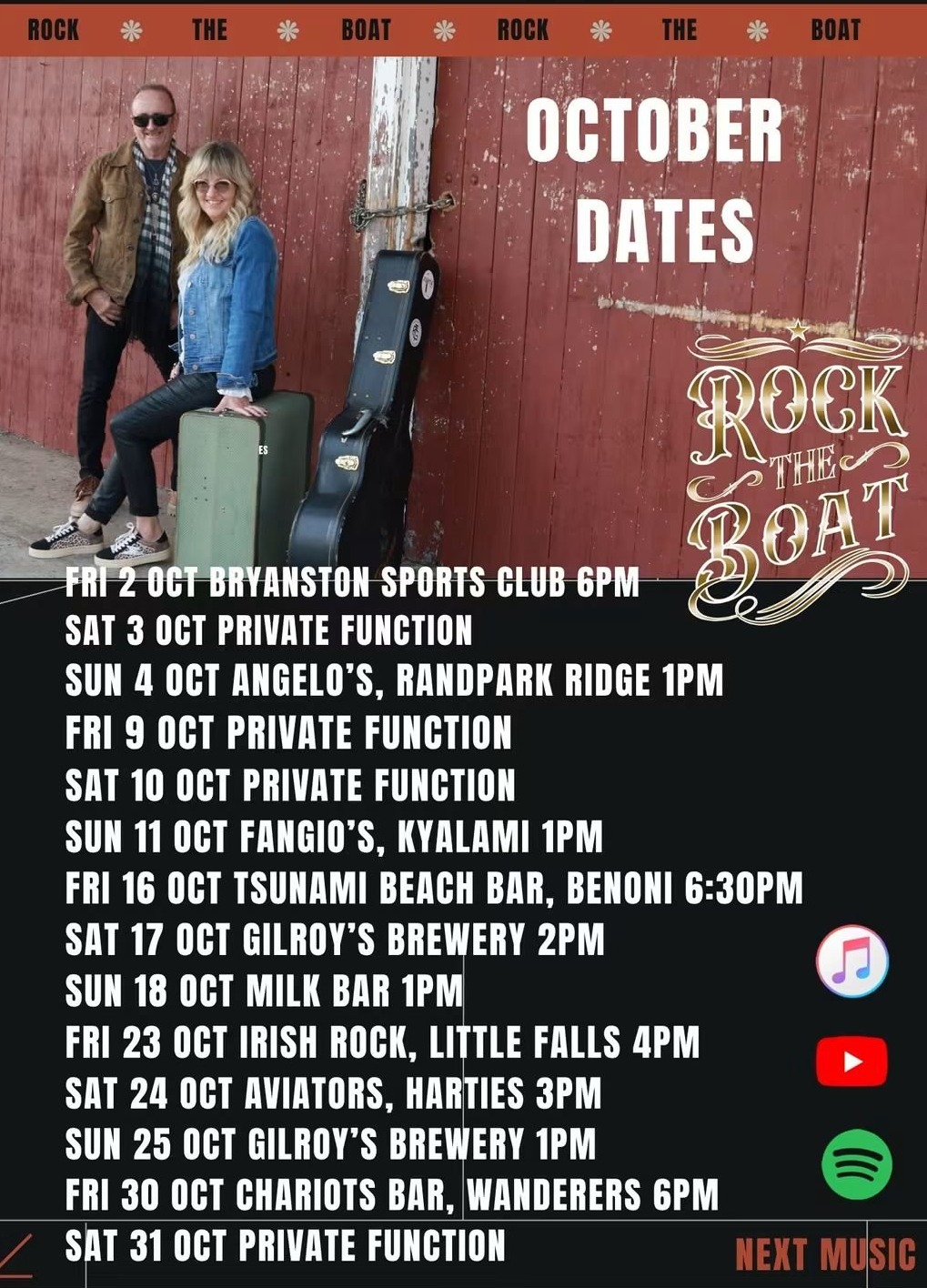 Rock the Boat @ Angelo's, Randpark Ridge 4 Oct
