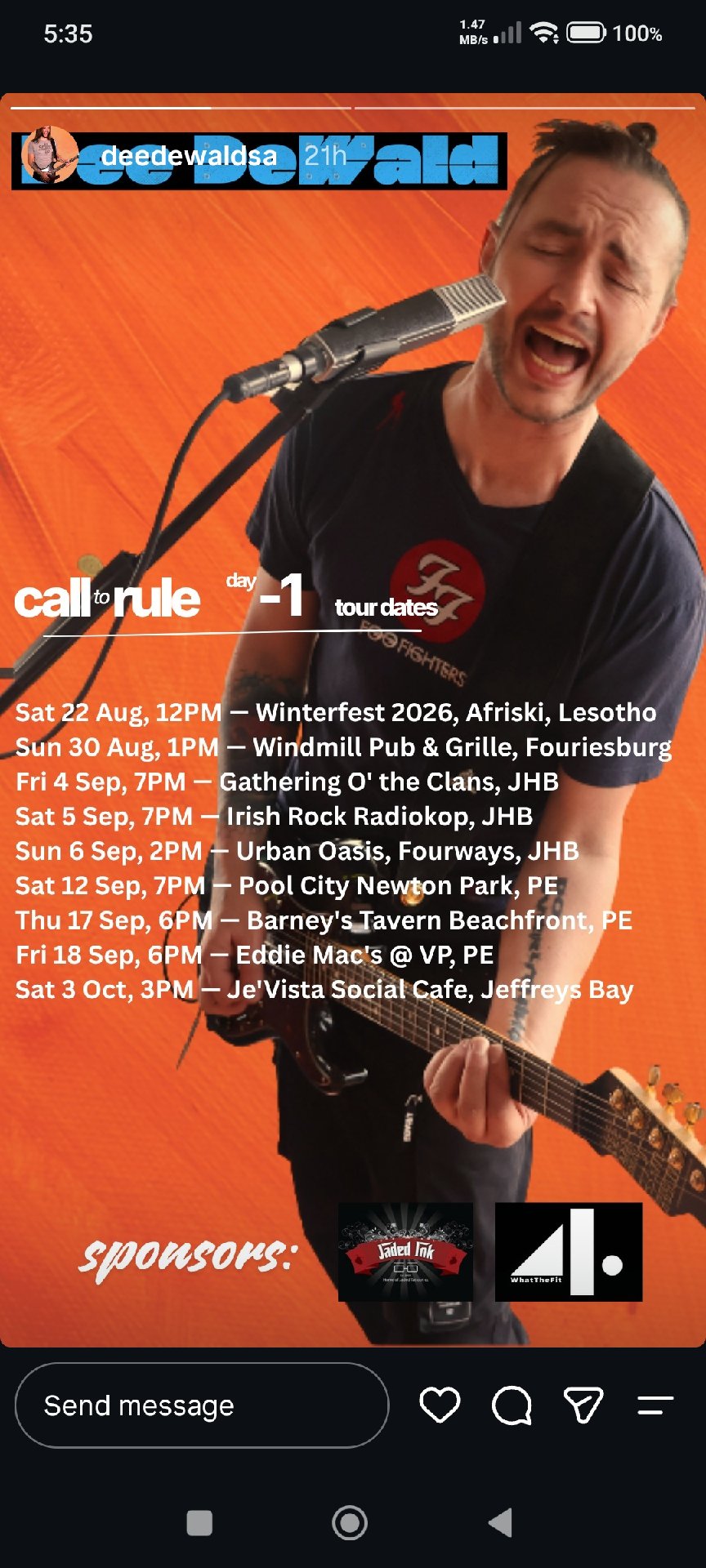 Dee Dewald @ The Irish Rock Pub & Restaurant Radiokop 5 Sep