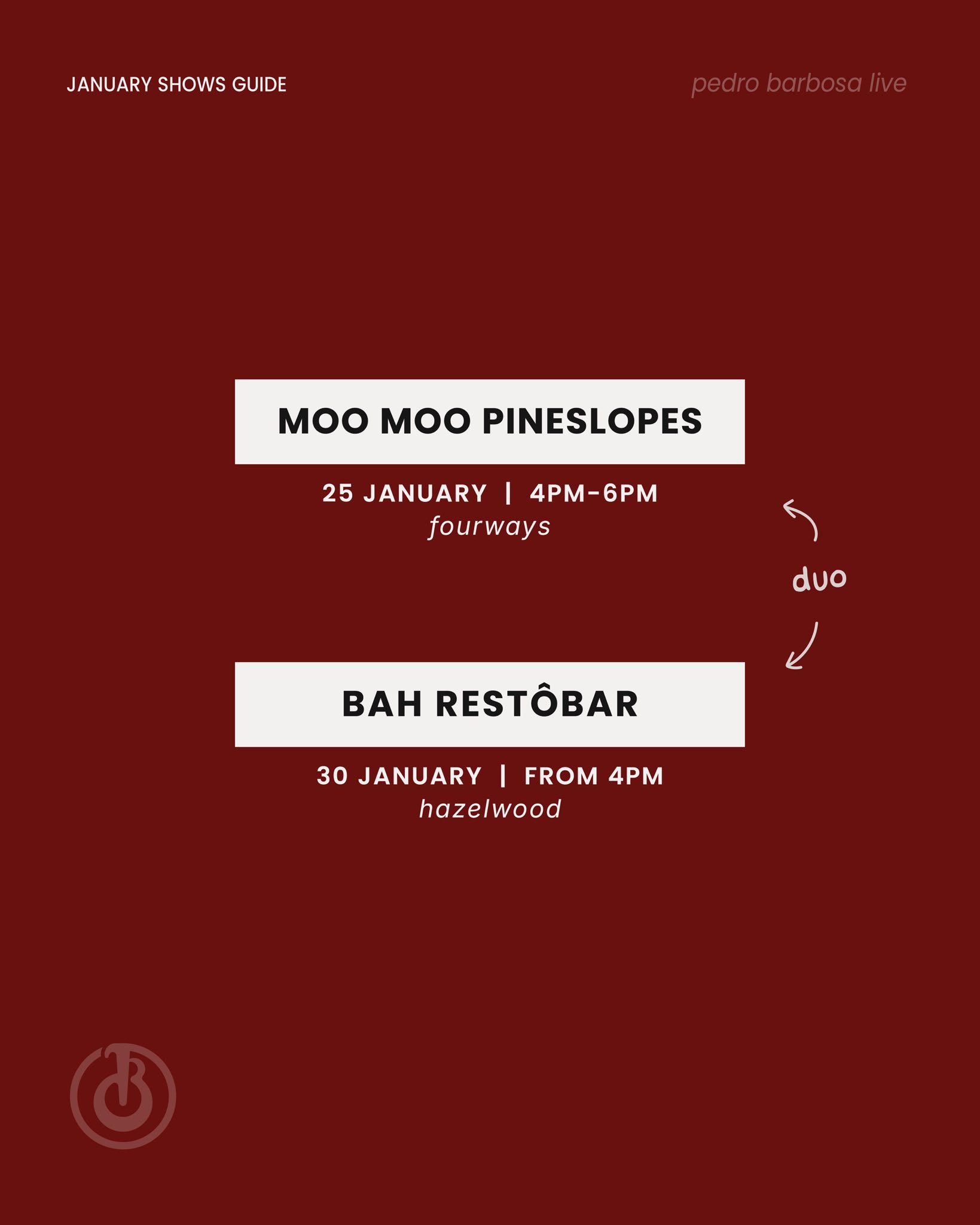 Pedro Barbarossa @ Moo Moo's Pineslopes 25 Jan