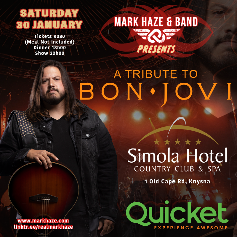 Mark Haze presents A Tribute to Bon Jovi at Simola Country Estate Knysna