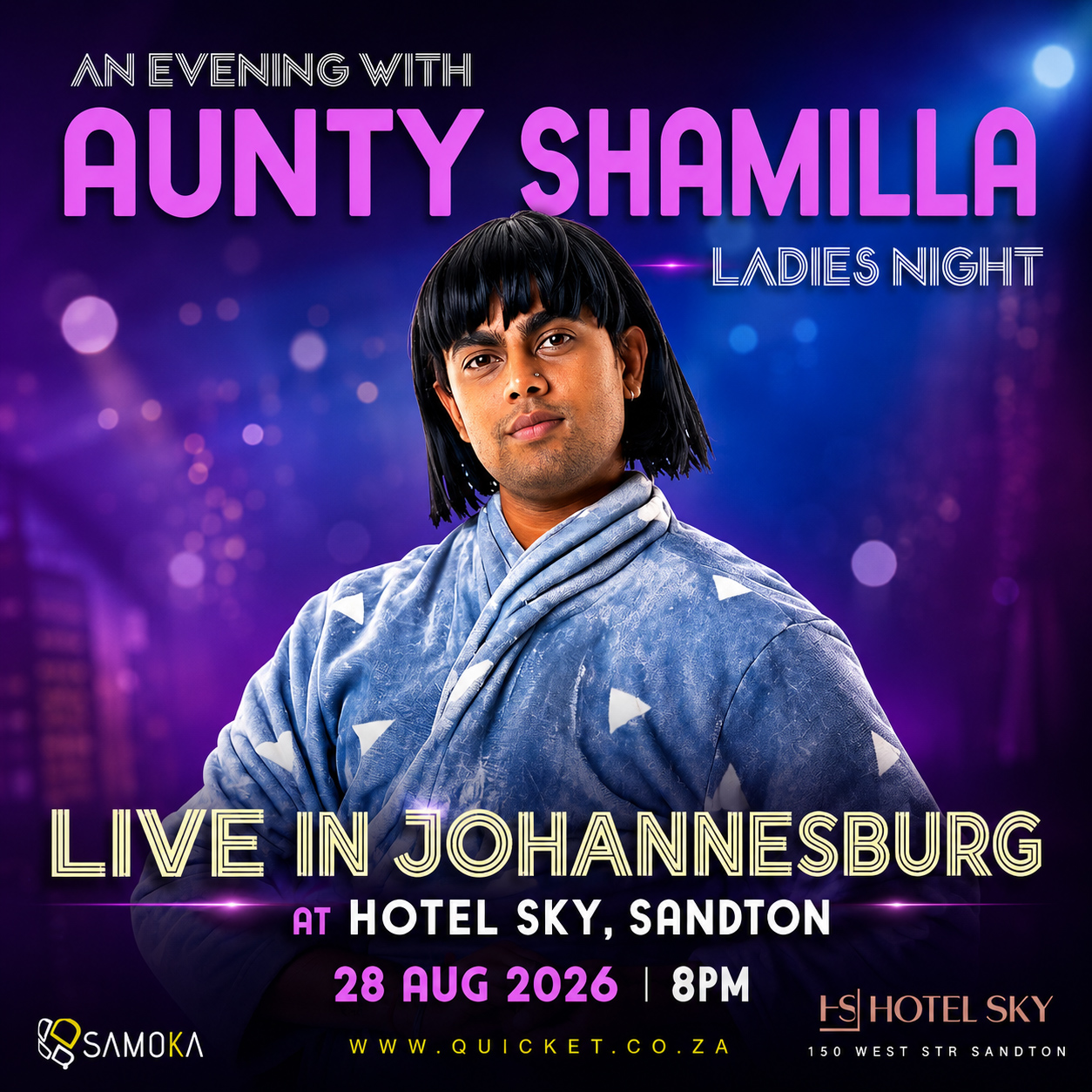 Aunty Shamilla - Ladies Night - LIVE in Johannesburg at HOTEL SKY, Sandton 28 Aug 2026