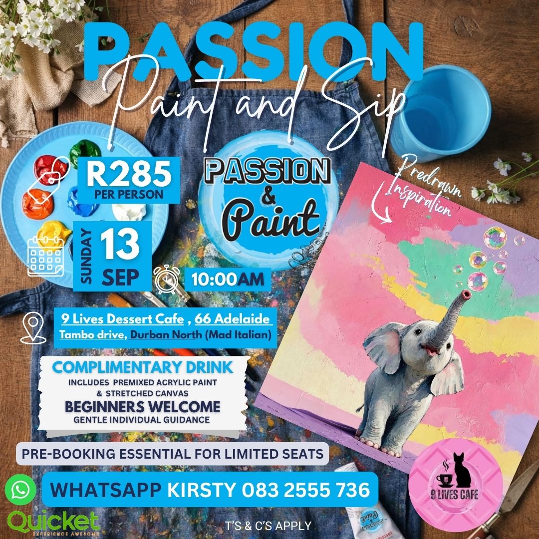 Passion Paint and Sip - Elephant Blowing Bubbles