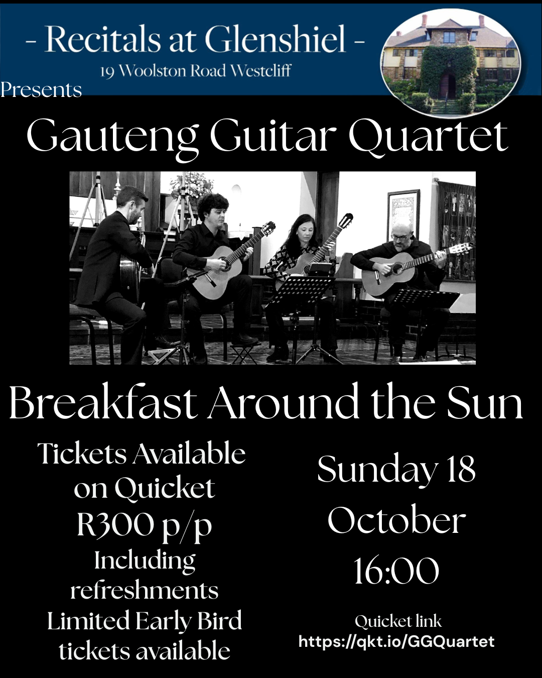 Recitals at Glenshiel presents Gauteng Guitar Quartet - Breakfast Around the Sun