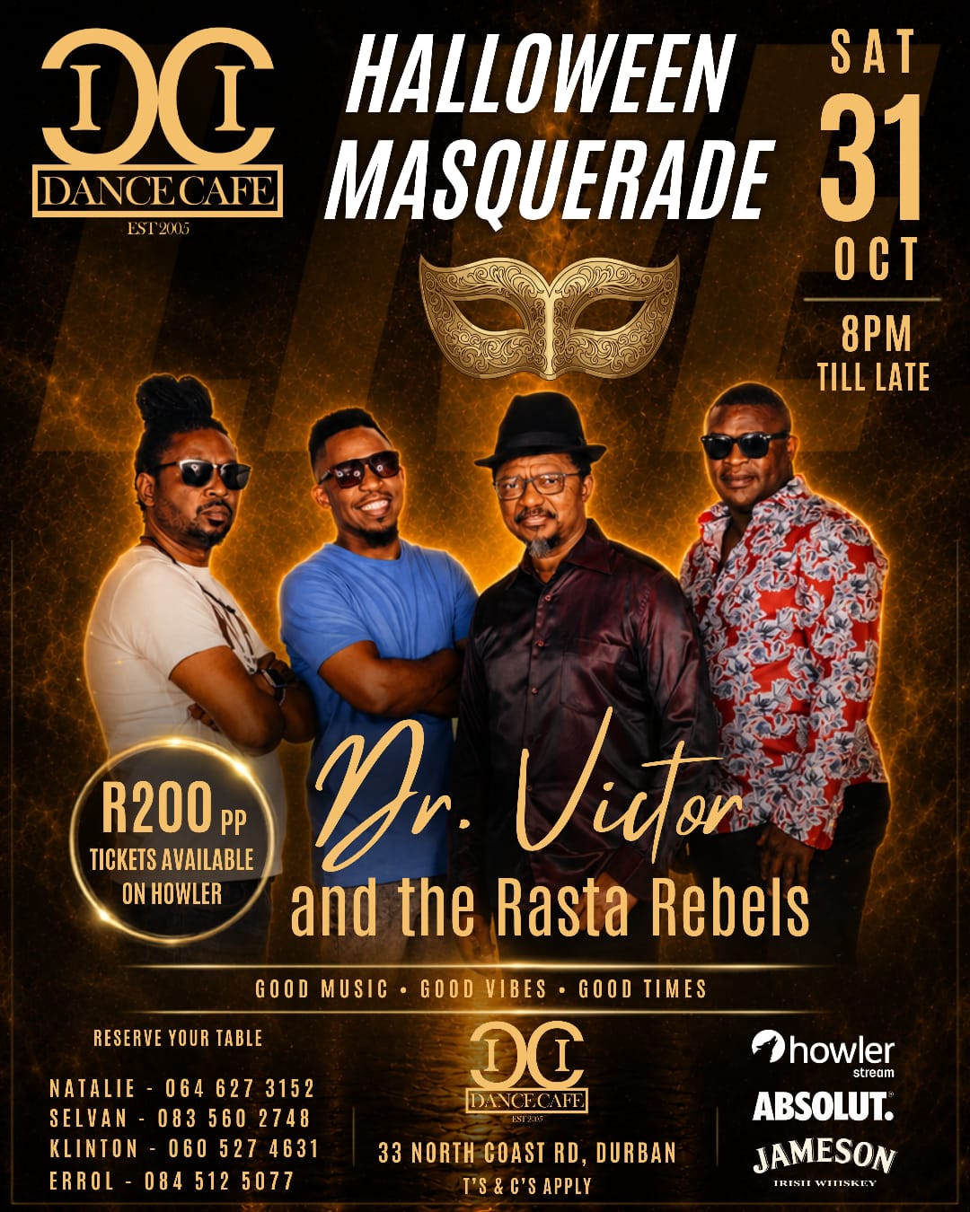 Dance Cafe's Halloween Masquerade With Dr Victor & The Rasta Rebels