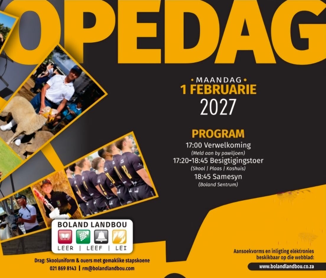 Hoër Landbouskool Boland Opedag 2027