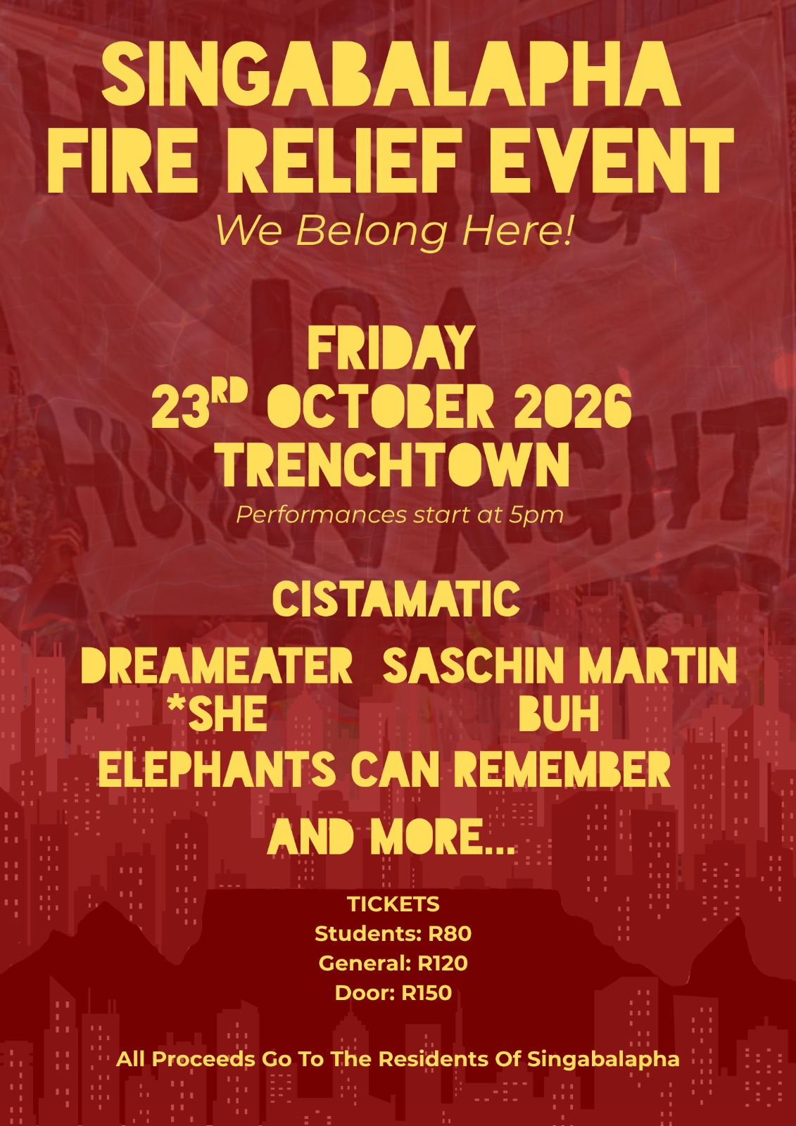 SINGABALAPHA FIRE RELIEF EVENT