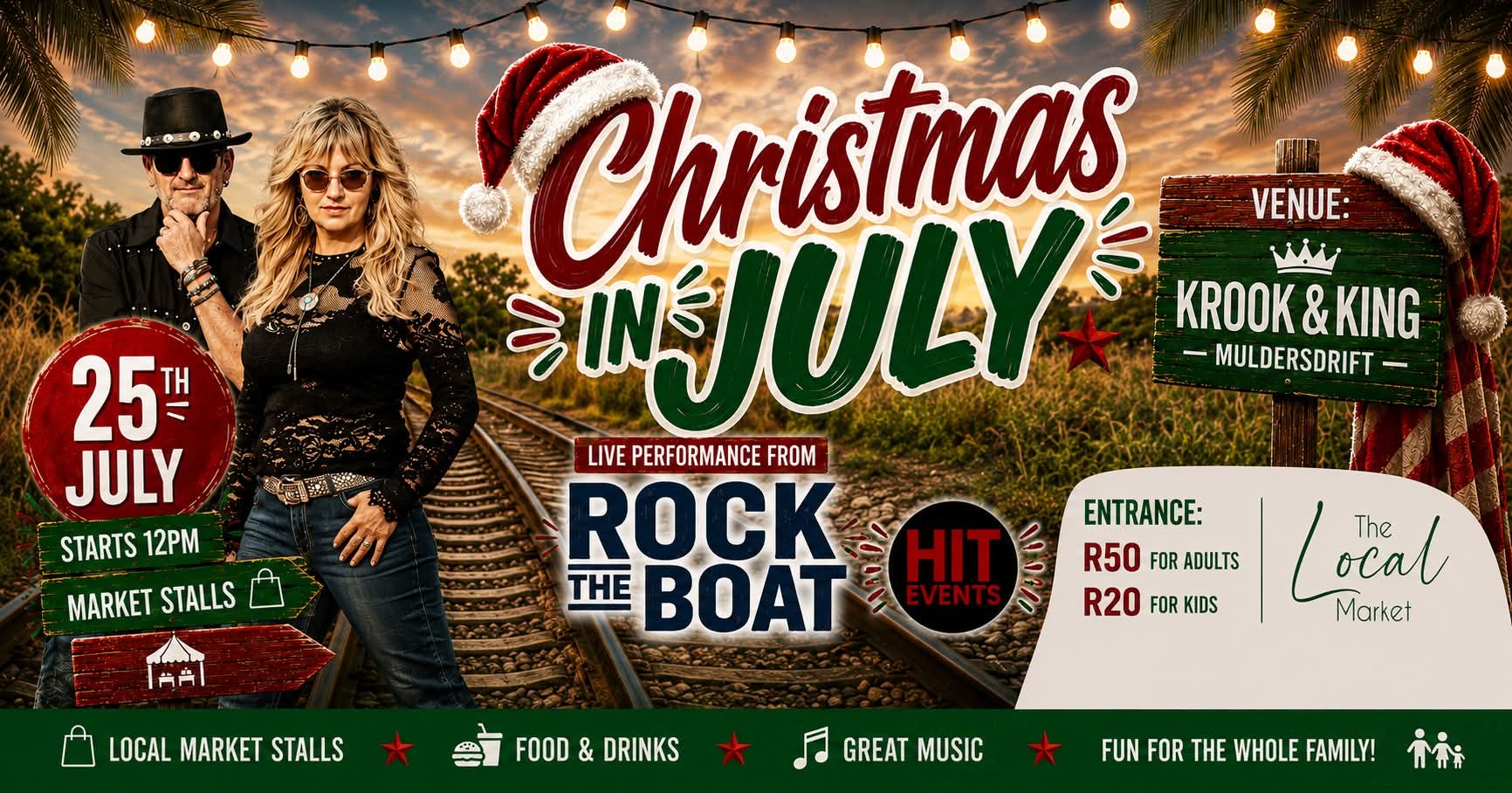 Christmas in July with Rock the Boat @ The Krook & King Pub & Restaurant · Muldersdrift 25 Jul