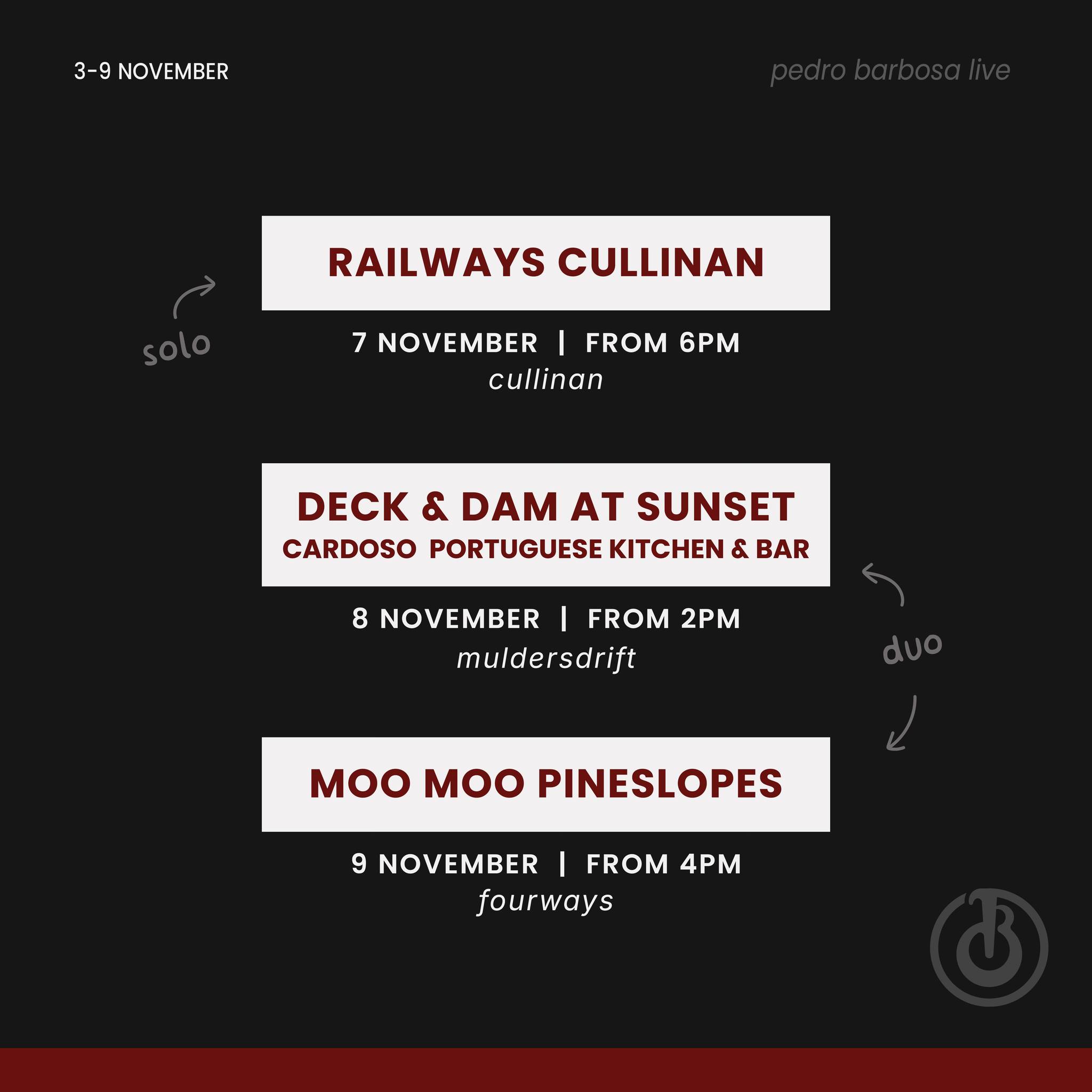 Pedro Barbosa @ Deck & Dam, Harties 8 Nov