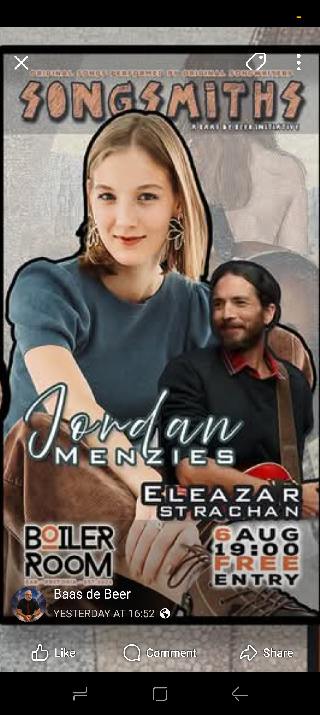 Jordan Menzies, Eleazar Strachan @ Boiler Room Bar · Pretoria 6 Aug - Image 2