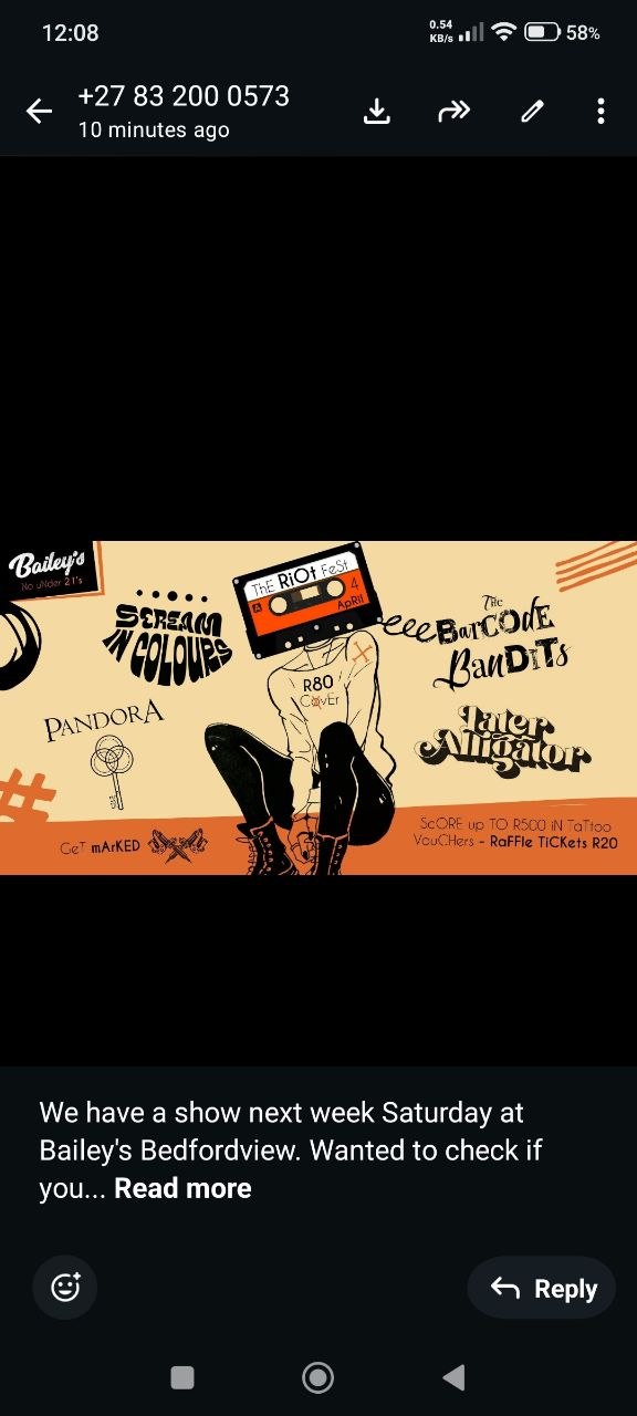 Scream in Colours, Pandora, The Barcode Bandits, Inter Kugalor @ Bailey'S, 6 July 2026, R80