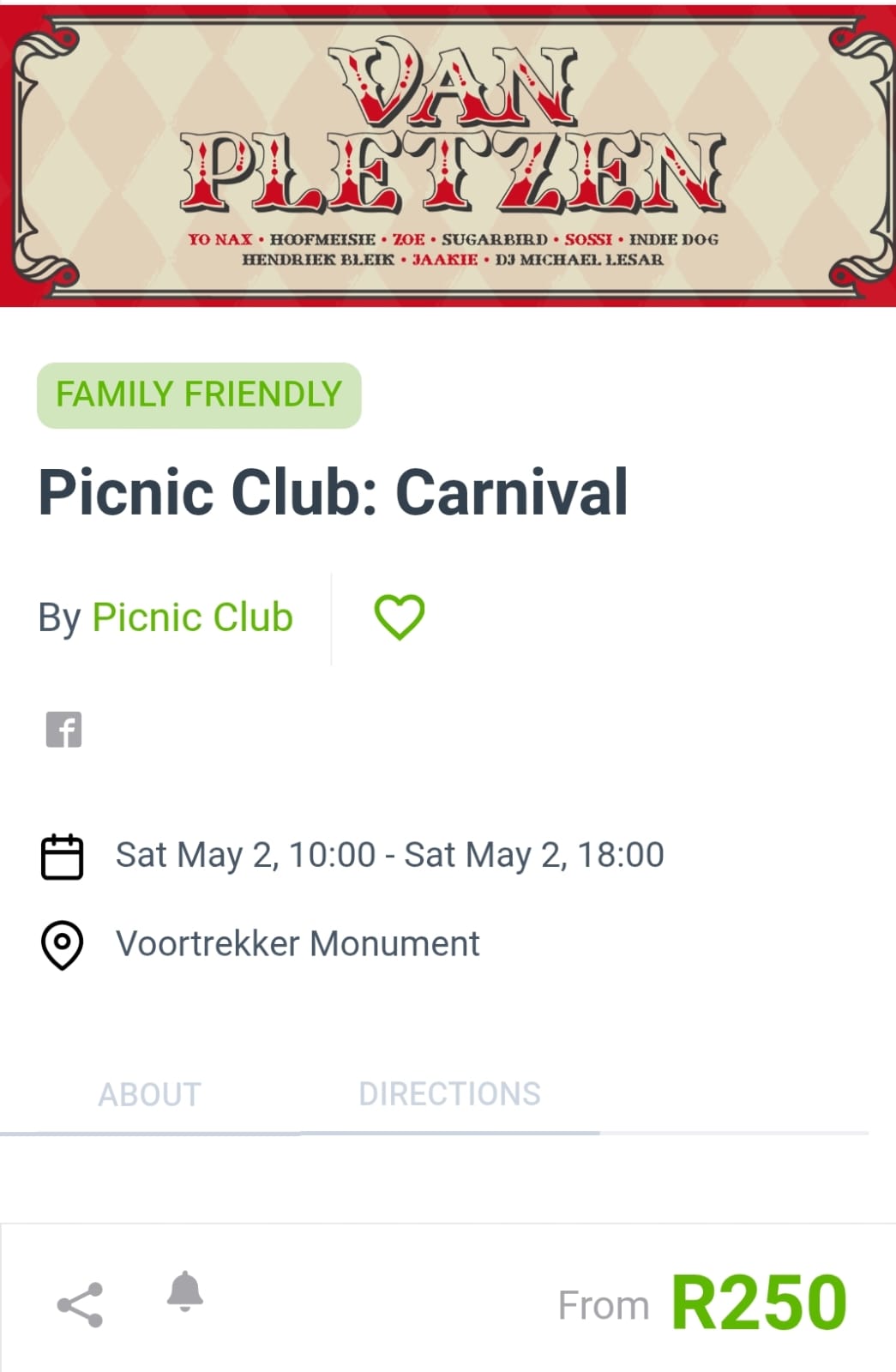 Picnic Club: Carnival @ Voortrekker Monument, 02-05-2026 10:00, R250