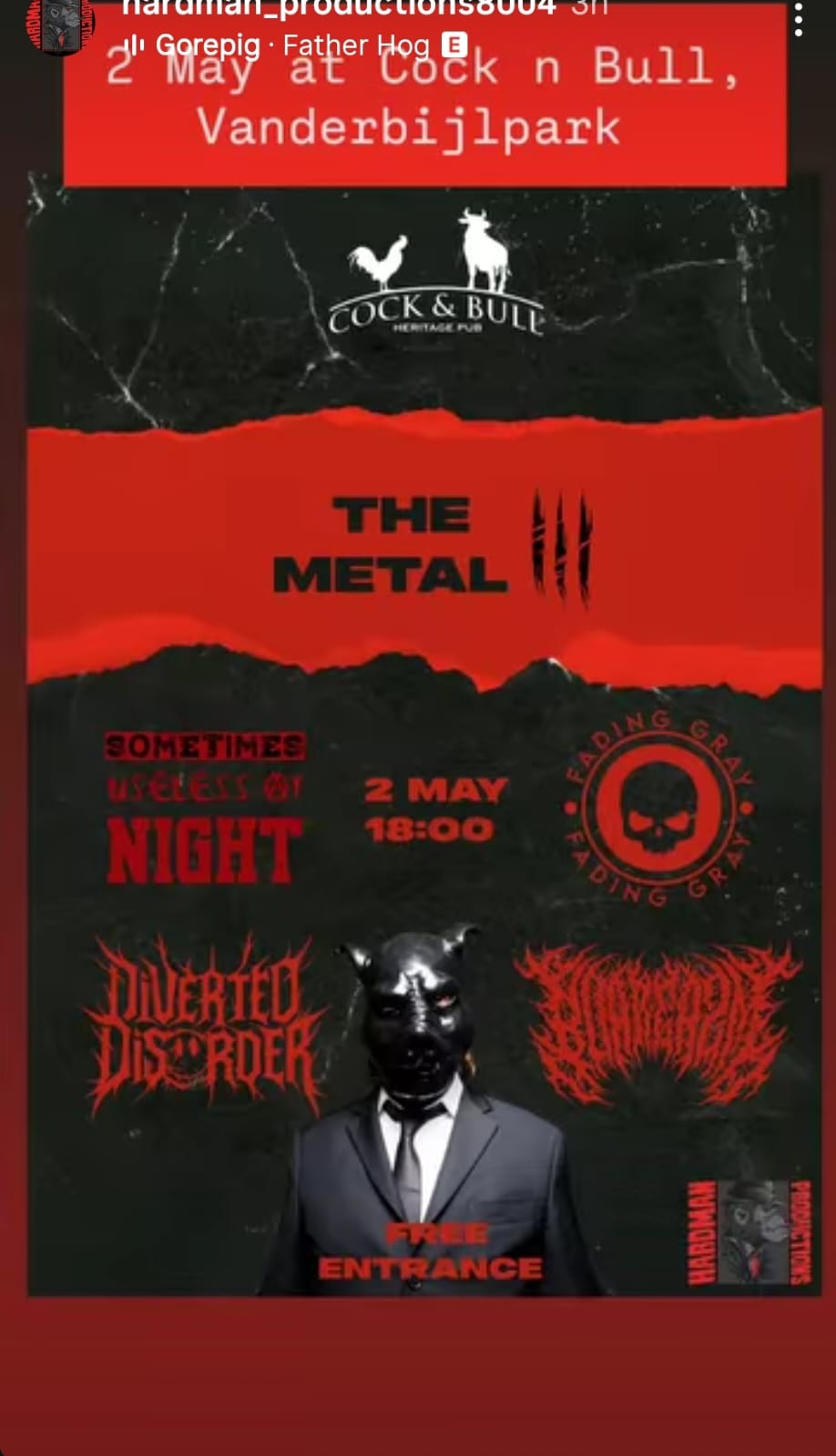The Metal III @ Cock & Bull Pub And Grill, Vanderbijl, 02-05-2026 18:00