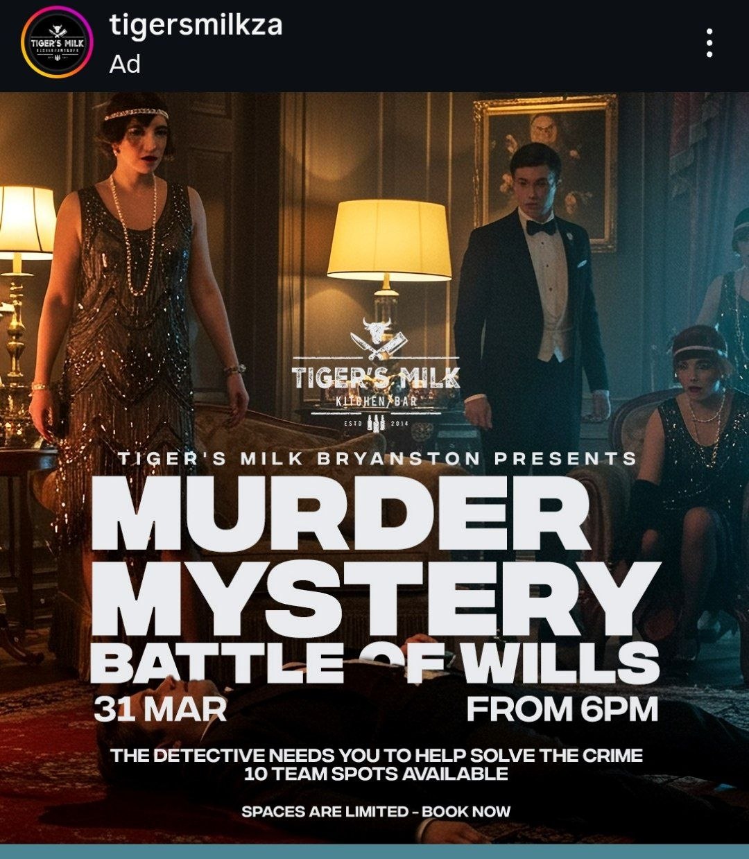 Special Event @ Tigersmilk Bryanston, 31 March 2026 18:00