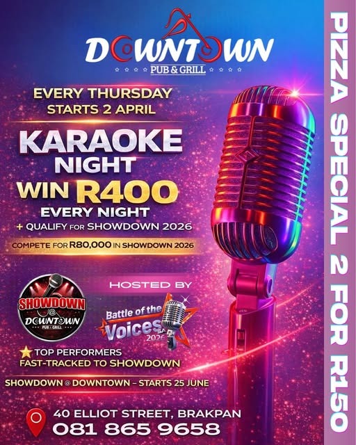 Karaoke Night @ Downtown Pub & Grill Brakpan, 02-04-2026