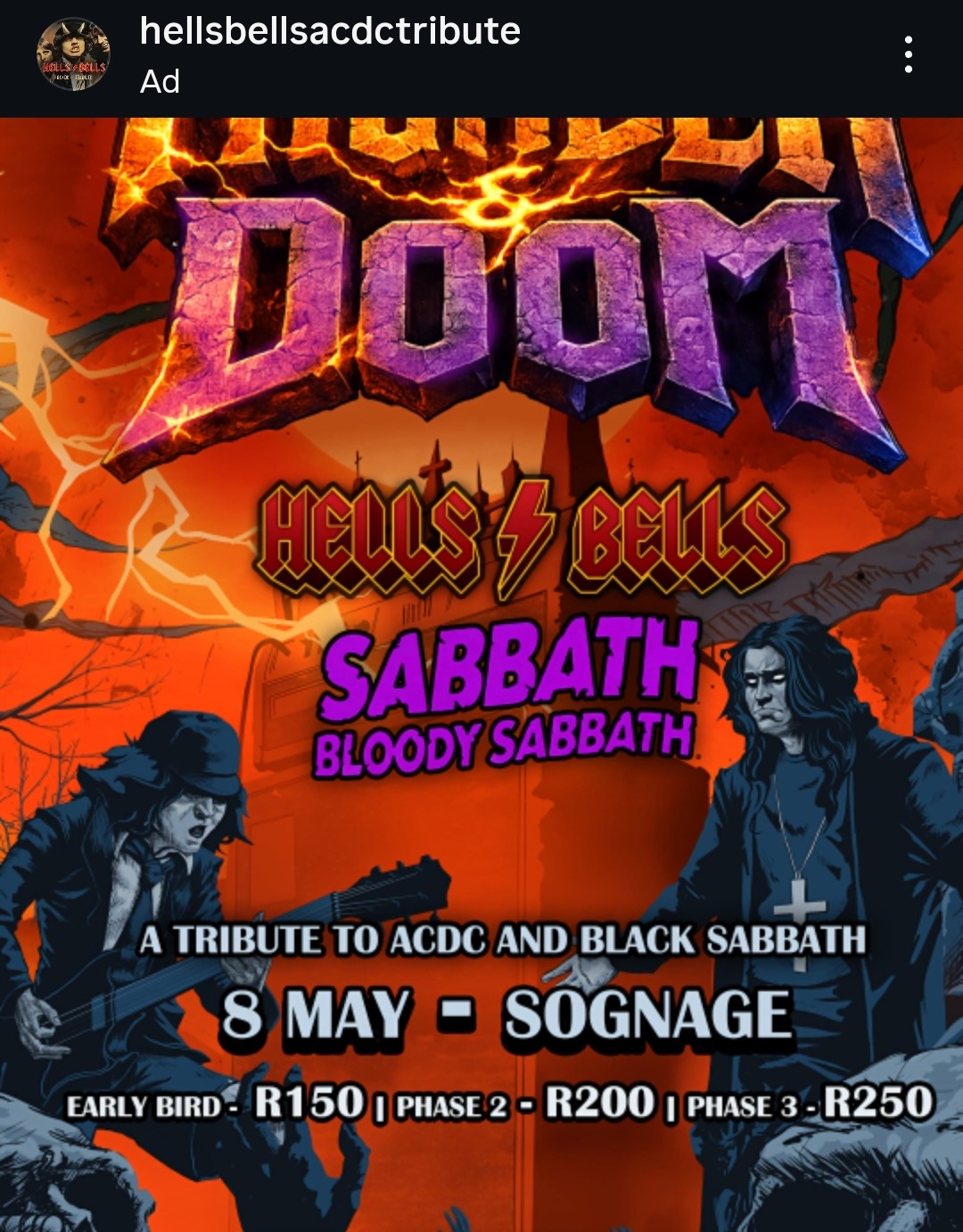 AC/DC & Black Sabbath tribute @ Sognage 08-05-2026, 18:00, R250