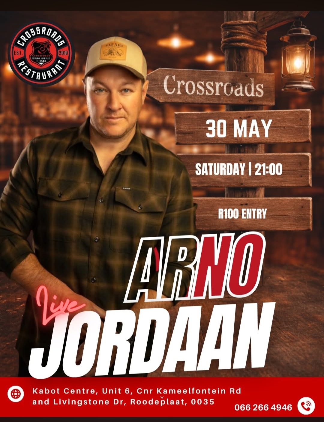 Arno Jordaan @ Crossroads Lounge, 30-05-2026 21:00