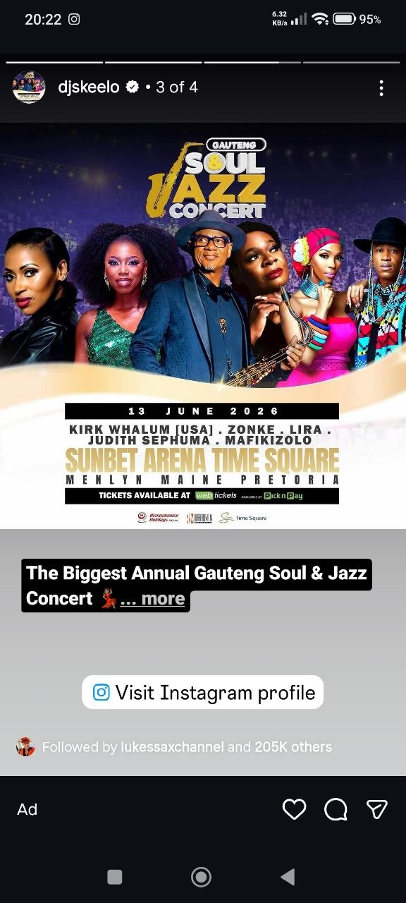 Kirk Whalum, Zonke, Lira, Judith Sephuma, Mafikizolo @ Sunbet Arena Times Square (Pta), 13 June 2026, Free