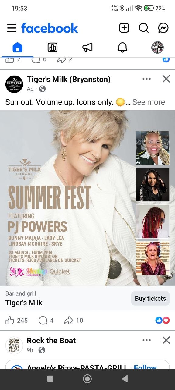 PJ Powers @ Tiger's Milk Bryanston, 28 March 2026 14:00, R300
