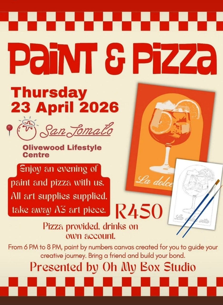 Paint & Pizza @ Olive Wood Lifestyle Centre, Kempton Park, 23-04-2026 18:00, R450